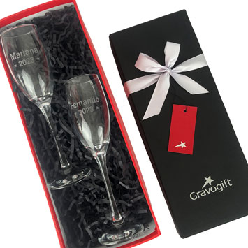 Set box pack kit gift regalo personalizado copas espumante champagne grabadas